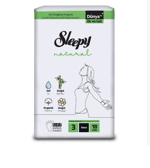 Sleepy Natural Super Eco Night Hygienic Pads 18 Pack