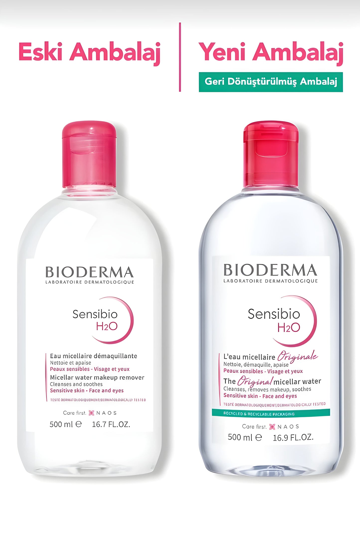 Bioderma Sensibio H2O Micellar Make-up Cleansing Water for Sensitive and Normal Skin 500 ml