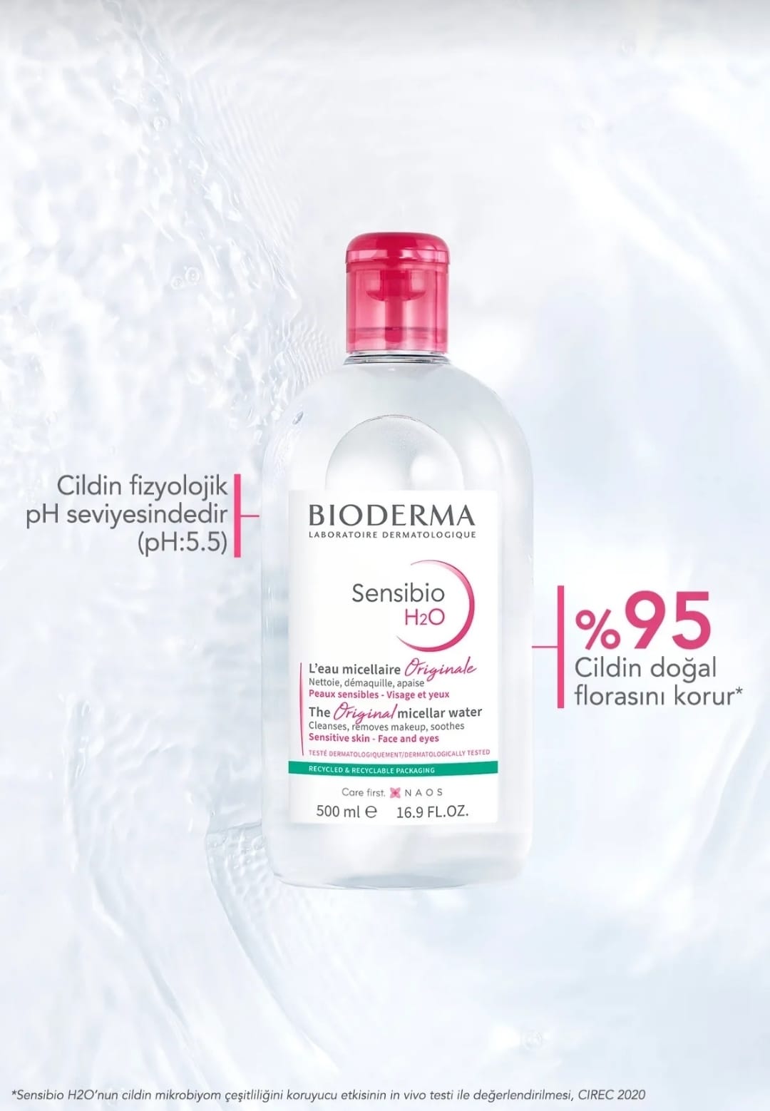 Bioderma Sensibio H2O Micellar Make-up Cleansing Water for Sensitive and Normal Skin 500 ml