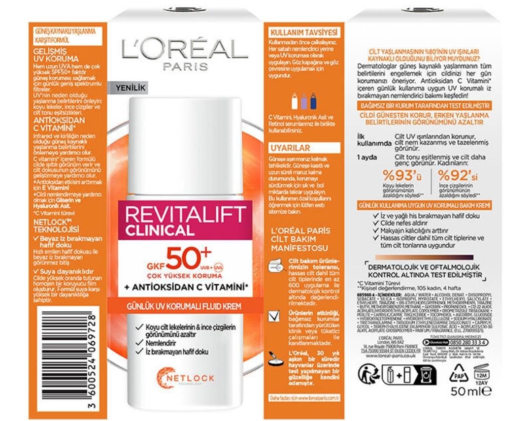 Revitalift Clinlical LOREAL SPF 50+ High protection daily sunscreen cream L'Oreal Paris