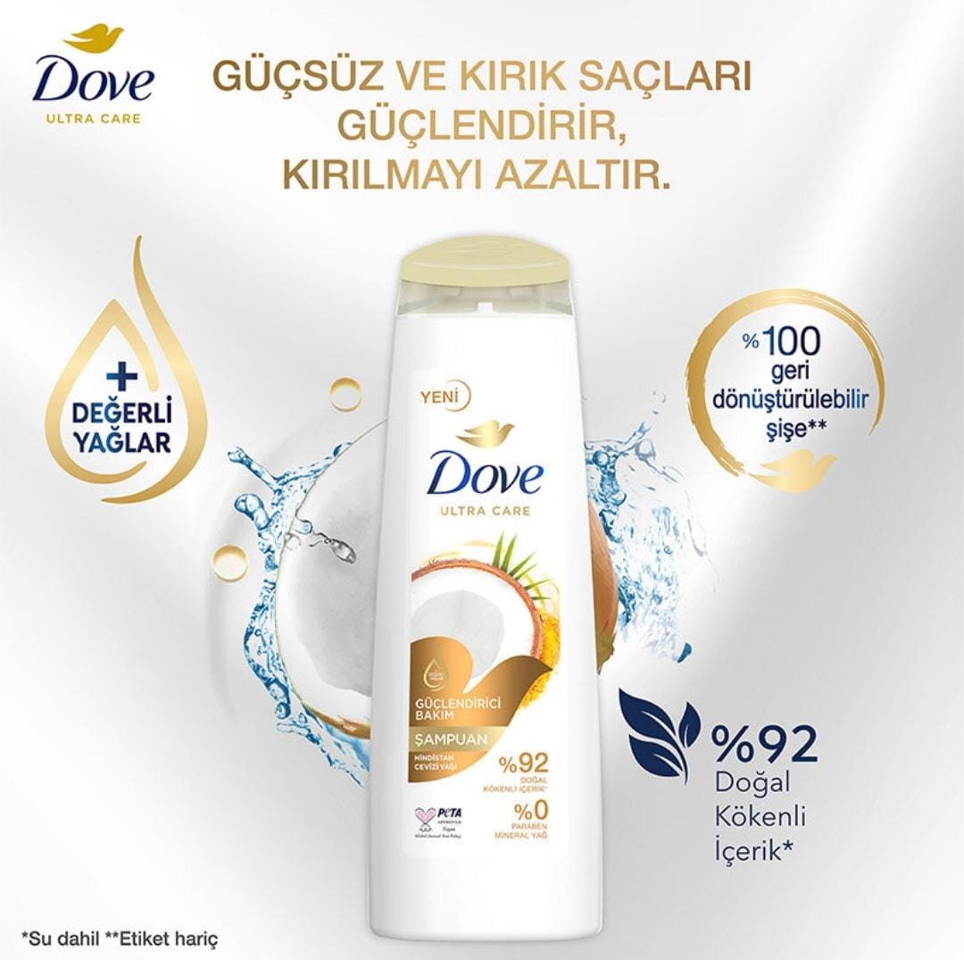 Dove Ultra Care 400ml Hair Care Shampoo Fortifying Care with Coconut Oil